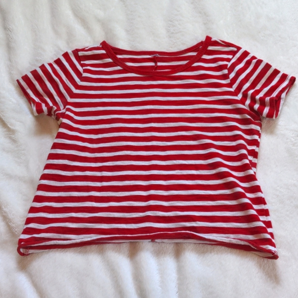 Red and White striped tee